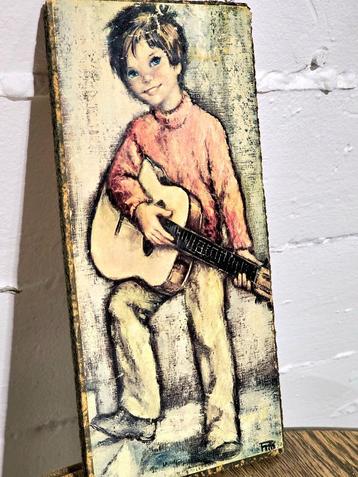YV6529 : Vintage Retro 1960 Signed Children Art Wall Decor beschikbaar voor biedingen
