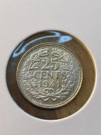25 cent 1941, Postzegels en Munten, Verzenden, Koningin Wilhelmina, 25 cent, Zilver