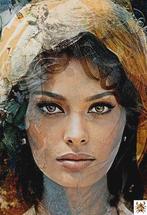 358 Sophia Loren Art mix 2024-11, Antiek en Kunst, Kunst | Schilderijen | Modern, Ophalen