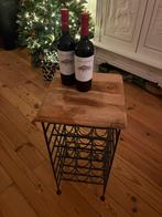 Wijnrek 21 flessen metaal hout tafeltje, Ophalen, Gebruikt, 15 tot 25 flessen, Metaal