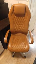 Luxe bureaustoel/directiestoel Monterey echt leder karamel, Ophalen, Ergonomisch, Zo goed als nieuw, Bureaustoel