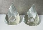 vintage glazen waxinelichthouder set van 2, Antiek en Kunst, Antiek | Glas en Kristal, Ophalen of Verzenden