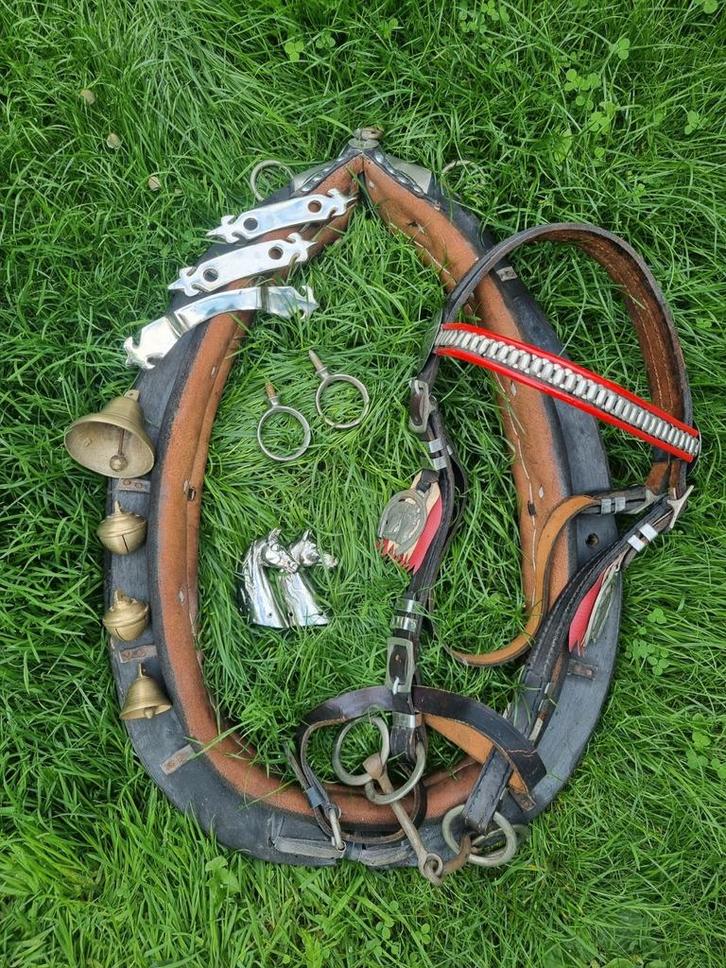 Paardentuig (antiek) koperen bellen, hoofdstel etc., Dieren en Toebehoren, Paarden en Pony's | Hoofdstellen en Tuigage, Gebruikt