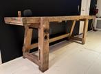 Oude houten werkbank, Huis en Inrichting, Tafels | Sidetables, Ophalen, Gebruikt, 200 cm of meer, Rechthoekig