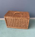 Vintage Rieten Mand met deksel 50 x 27 cm - jaren 70, Verzamelen, Retro, Ophalen of Verzenden, Huis en Inrichting