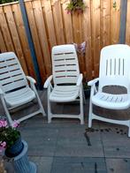 3 tuinstoelen samen €  2,50, Ophalen, Gebruikt, Kunststof, Verstelbaar