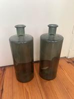 Groene vazen 2x, Huis en Inrichting, Woonaccessoires | Vazen, Ophalen, Minder dan 50 cm, Groen, Glas