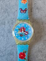 Swatch horloge, vintage, bloemen, Ophalen of Verzenden, Gebruikt, Blauw, Jongen of Meisje