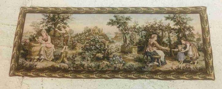 Frans Gobelin wandkleed 57/150 met lente tafereeltje, Antiek en Kunst, Antiek | Kleden en Textiel, Ophalen of Verzenden