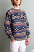 Vintage Hand gebreid Noorse Fair Isle trui M, Bruin, Vintage, Zo goed als nieuw, Verzenden