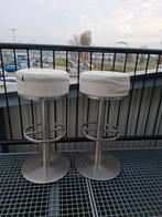 Set van 2 barkrukken met lederen zitting, Ophalen, Gebruikt, Met voetsteun, 60 tot 90 cm