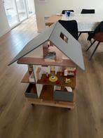Poppenhuis met toebehoren, verrijdbaar en afneembaar dak, Kinderen en Baby's, Speelgoed | Poppenhuizen, Ophalen, Zo goed als nieuw