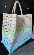Omgehaakte jute boodschappentas, 42x34x20 cm, pastelkleuren, 40 tot 60 cm, 20 tot 30 cm, Ophalen of Verzenden, Nieuw
