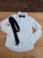 Witte blouse met strikje en stropdas 134 140, Overhemd of Blouse, Ophalen of Verzenden, Zo goed als nieuw, Hema