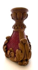 neoklassieke kandelaar kaarshouder in hars - houtlook, Antiek en Kunst, Ophalen of Verzenden