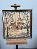 Winters tafereel schilderij, Antiek en Kunst, Kunst | Schilderijen | Klassiek, Ophalen