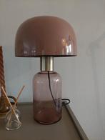 Oud roze tafellamp met glazen voet, Ophalen, Zo goed als nieuw, Glas, Minder dan 50 cm