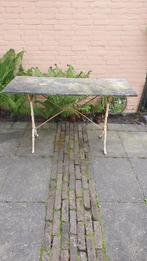 Brocante gietijzeren onderstel met los marmeren blad, Ophalen, Gebruikt, Rond, Metaal