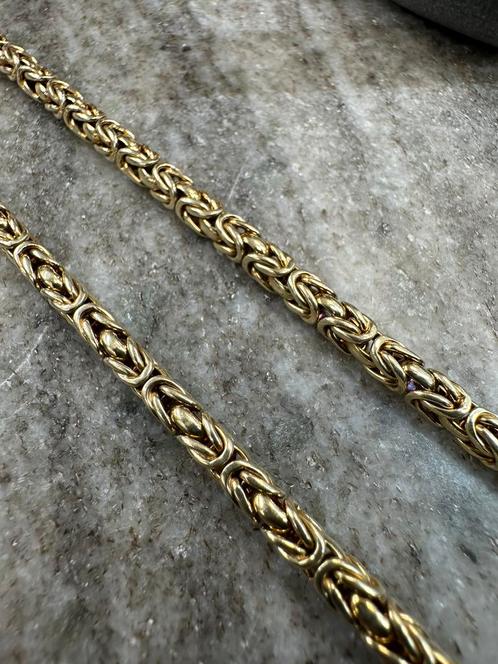 14k Gouden Massieve Koningsketting | 76 cm, Sieraden, Tassen en Uiterlijk, Kettingen, Nieuw, Goud, Goud, Verstelbaar, Ophalen of Verzenden