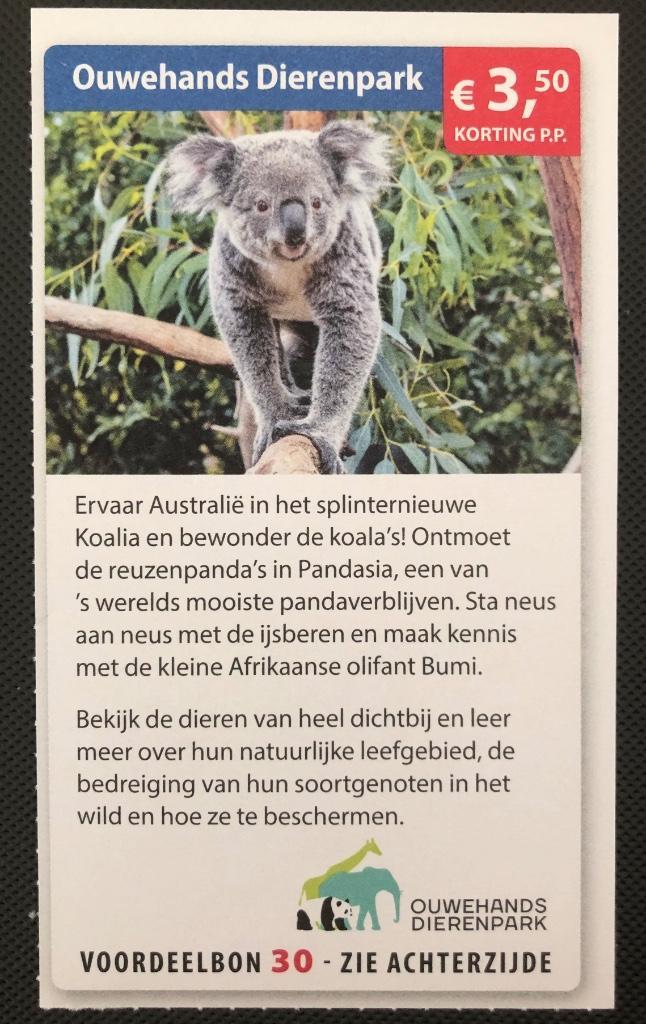 Kortingsbon Ouwehands Dierenpark, Tickets en Kaartjes, Recreatie | Dierentuinen, Drie personen of meer, Kortingskaart
