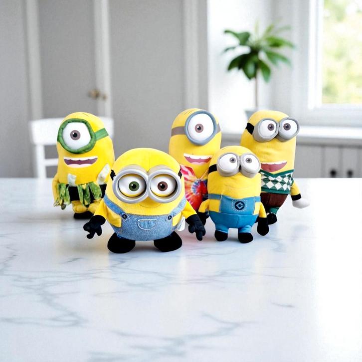 Set van 5 Minions knuffels – met geluid en beweging, Kinderen en Baby's, Speelgoed | Knuffels en Pluche, Zo goed als nieuw, Overige typen