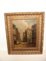 19th Century oil painting - Street view - A. Eversen., Ophalen of Verzenden