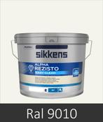 Sikkens Alpha Rezisto Easy Clean muurverf RAL 9010, 10 liter, Nieuw, Verf, 5 tot 10 liter, Wit