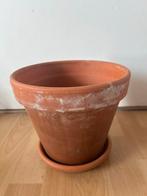 Terracotta Bloempot met Schotel, Tuin en Terras, Bloempotten, Gebruikt, Rond, Binnen, Ophalen of Verzenden