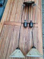 Vintage katrol plafond hang lamp met gemarmerd glas, Antiek en Kunst, Antiek | Lampen, Ophalen