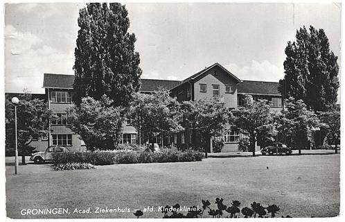 958259	Groningen	Acad Ziekenhuis 1962	Gelopen met postzegel, Verzamelen, Ansichtkaarten | Nederland, Gelopen, Groningen, 1960 tot 1980