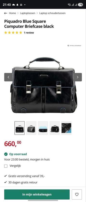 Piquadro 15,6" leren laptoptas blue square briefcase beschikbaar voor biedingen