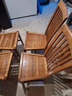 4+2 eetkamer keuken stoelen teak teakhout, Ophalen of Verzenden, Gebruikt, Bruin