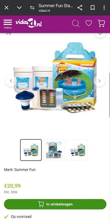 Chemie set zwembad (chloor, drijver, testkit, PH, mini quick beschikbaar voor biedingen