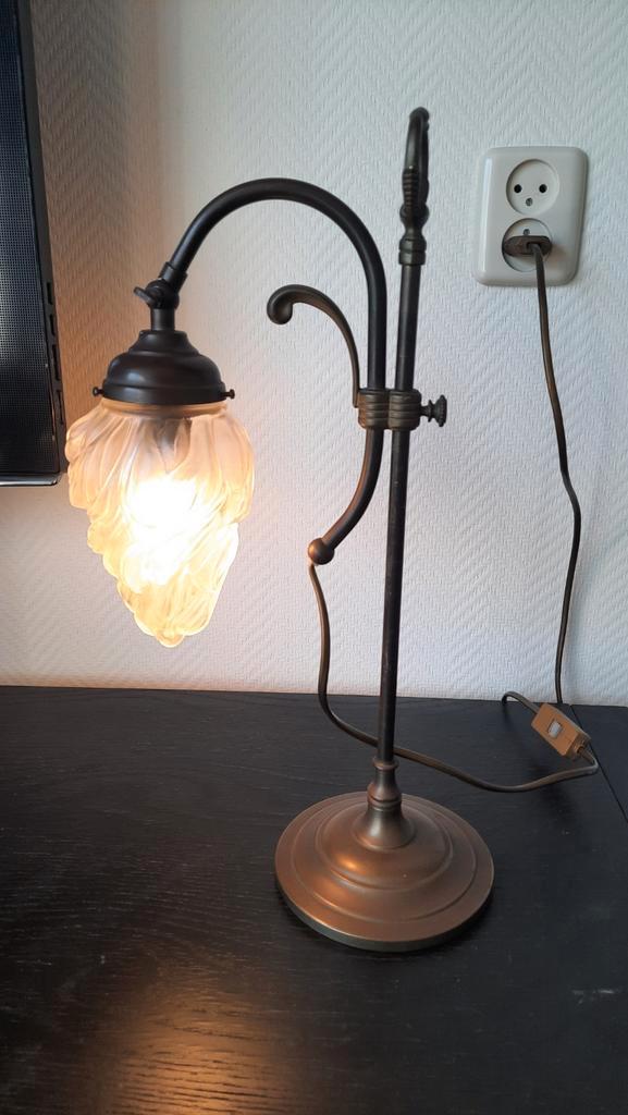 Franse messing zwanenhals tafellamp jrn70,lees beschrijving, Huis en Inrichting, Lampen | Tafellampen, Zo goed als nieuw, Minder dan 50 cm