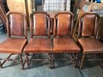 Antieke Lederen Eetkamerstoelen - Set van 4, Antiek en Kunst, Ophalen