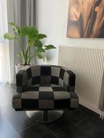 Fauteuil: Moderne Design draaifauteuil geblokt, Ophalen, Zo goed als nieuw, 75 tot 100 cm