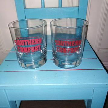 Southern Comfort glazen rood logo set van 2 stuks beschikbaar voor biedingen