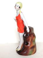 antiek, art deco beeldje bathing beauty, hatpin holder,, Ophalen of Verzenden