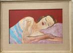 Schilderij slapende vrouw, naar Kees van Dongen, Antiek en Kunst, Kunst | Schilderijen | Klassiek, Ophalen of Verzenden