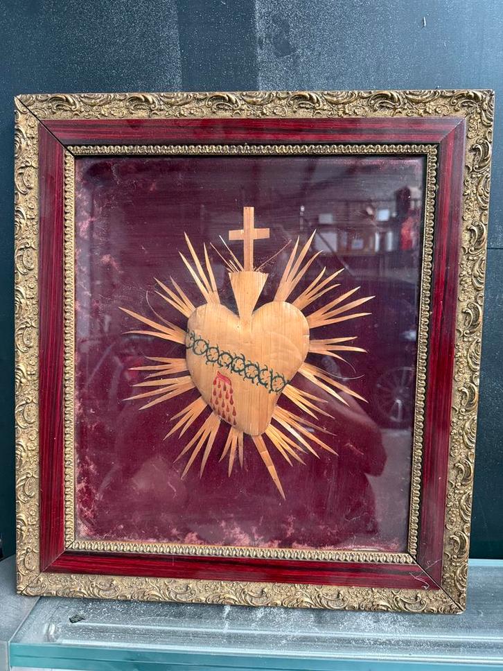 Religieus devotiebeeld Heilig hart van Jezus, Antiek en Kunst, Kunst | Schilderijen | Klassiek, Ophalen