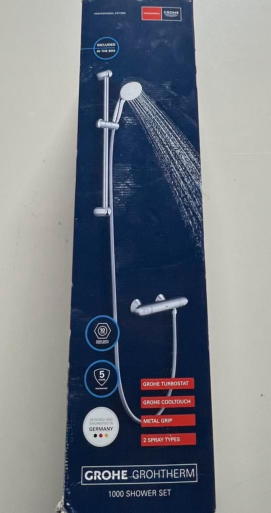 Grohe 1000 Thermostatische Doucheset met S-Koppelingen NIEUW, Doe-het-zelf en Verbouw, Sanitair, Nieuw, Douche, Chroom, Ophalen