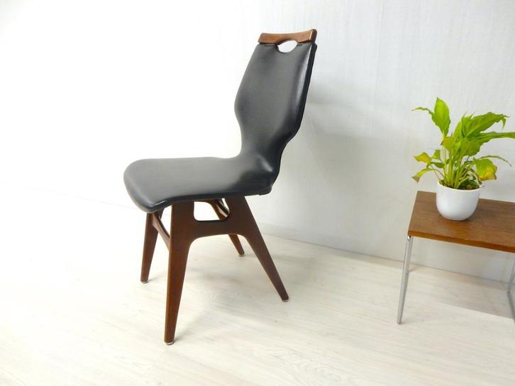 retro vintage stoel eetkamerstoel jaren 60 design teak, Huis en Inrichting, Stoelen, Gebruikt, Eén, Hout, Zwart, Ophalen of Verzenden