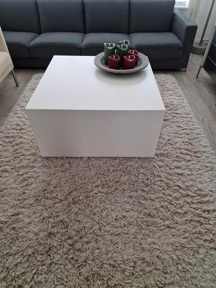Witte Salontafel - Bieden!, Huis en Inrichting, Tafels | Salontafels, Gebruikt, Minder dan 50 cm, 50 tot 100 cm, 50 tot 100 cm
