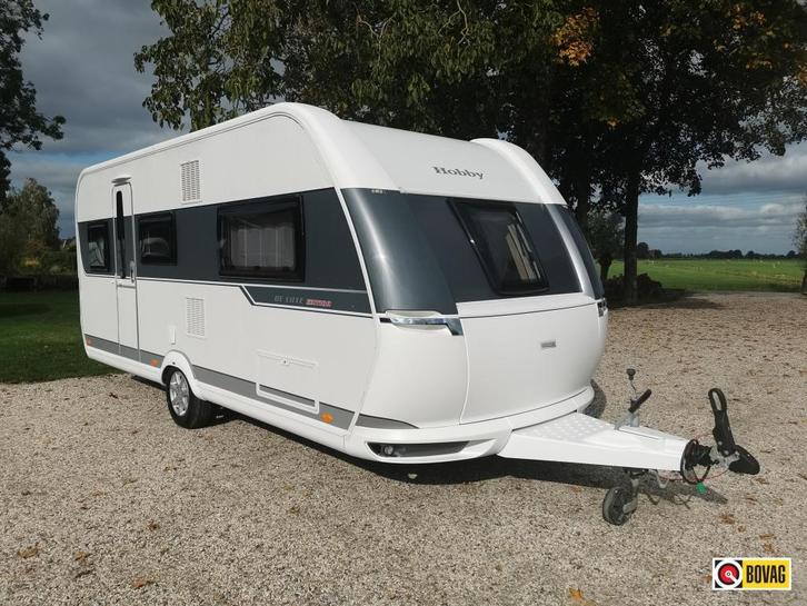 Hobby De Luxe Edition 495 UL, Caravans en Kamperen, Caravans, tot en met 4, 1250 - 1500 kg, Rondzit, Hobby, 2 aparte bedden, Dwarsbed