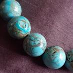 Fraaie Halsketting Turkoois of Turkooiskleurig Glas Indiaans, Verzenden, Zo goed als nieuw, Blauw, Overige materialen