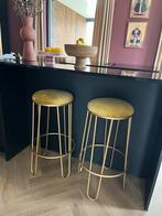 2 velvet gouden barkrukken, Huis en Inrichting, Barkrukken, Ophalen of Verzenden, 60 tot 90 cm