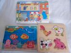3 houten puzzels /sesamstraat/vissen en dieren, Ophalen of Verzenden, Zo goed als nieuw, Van hout, Minder dan 10 stukjes