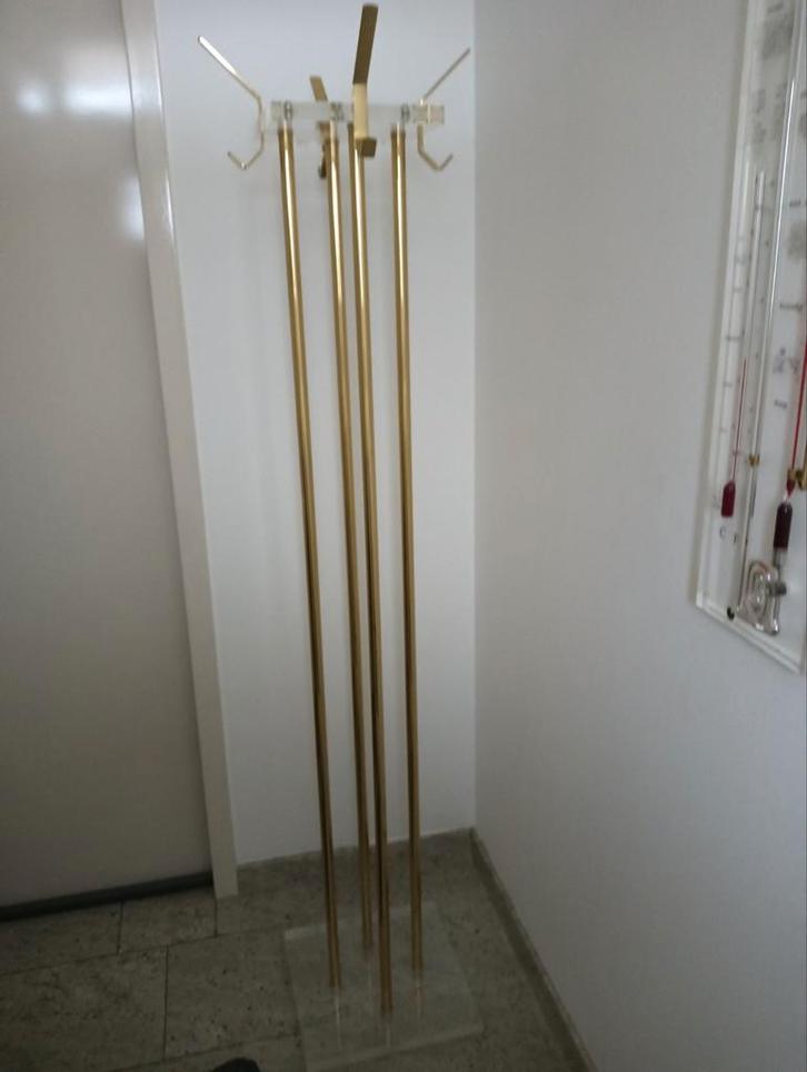 Exclusieve messing kapstok met plexiglas, Huis en Inrichting, Woonaccessoires | Kapstokken, Zo goed als nieuw, Staande kapstok