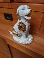 Capodimonte Hond met Swarovski Kristal en bladgoud vintage, Ophalen of Verzenden, Zo goed als nieuw, Dier