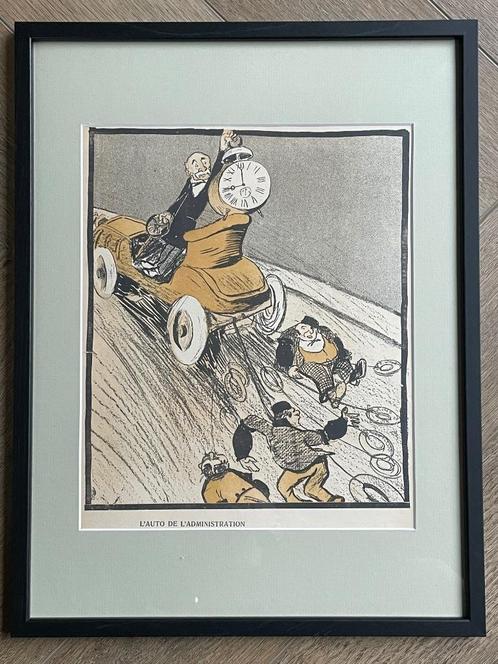Camara da Leal - 1902 L'auto l' administration - litho vinta, Antiek en Kunst, Kunst | Etsen en Gravures, Ophalen of Verzenden